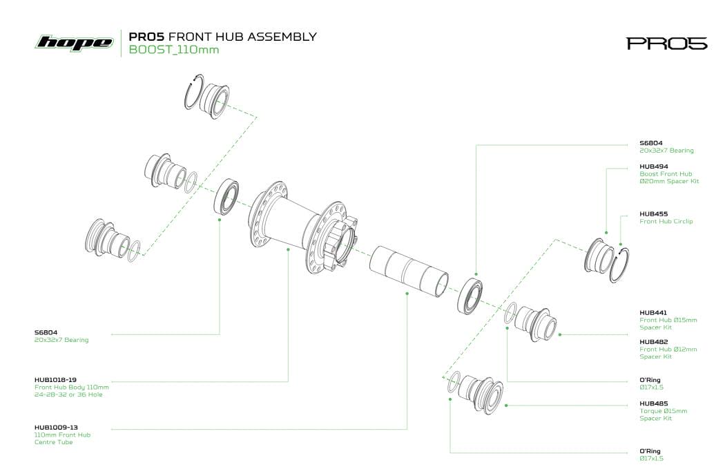 Hope Pro 5 Front 6 Bolt - 24H - Boost 110mm